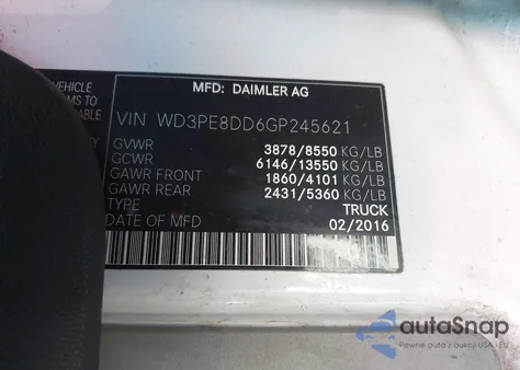 2016 Mercedes-Benz Sprinter 2500 High Roof из США, поврежденный, VIN WD3PE8DD6GP245621